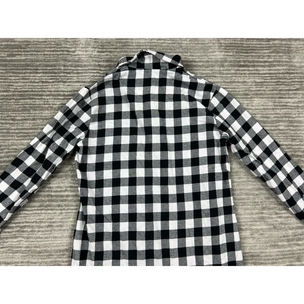 Latuza Sleepshirt Womens Medium Black & White Plaid Long‎ Sleeve Flannel